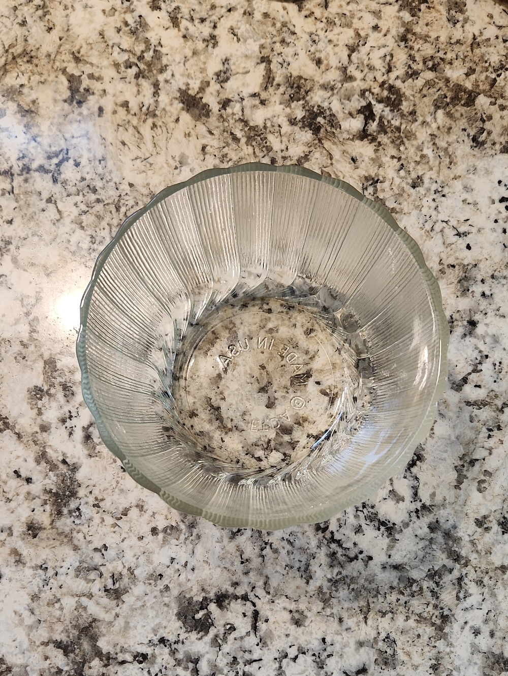 Vintage FTDA Clear Ribbed Glass Bowl